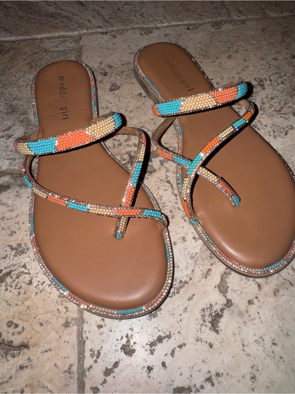 Maddi Girl Beaded Strappy Sandal - Multicolor